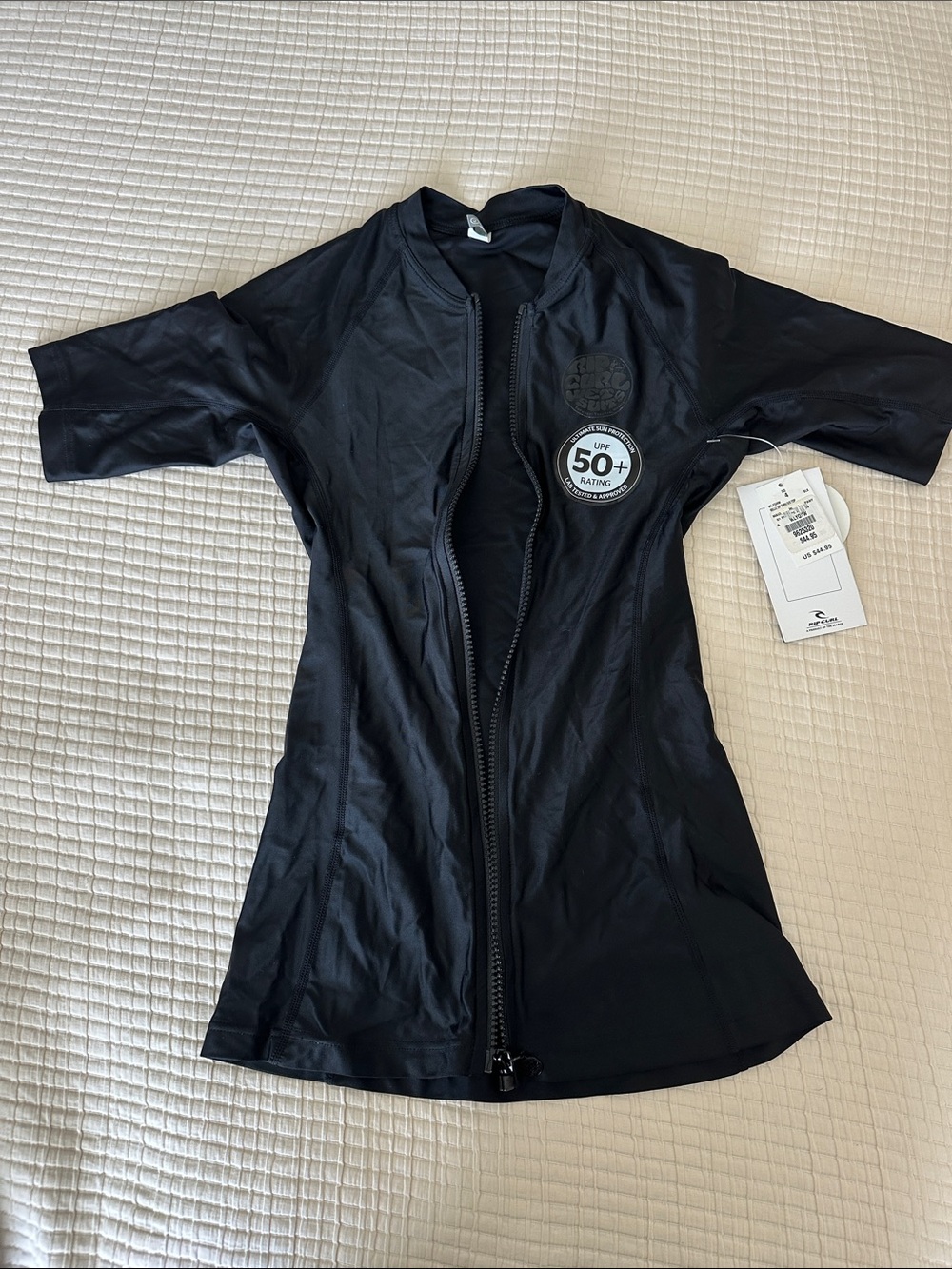 Black Women’s RipCurl UPF 50+ Zipper Front Swim Shirt
